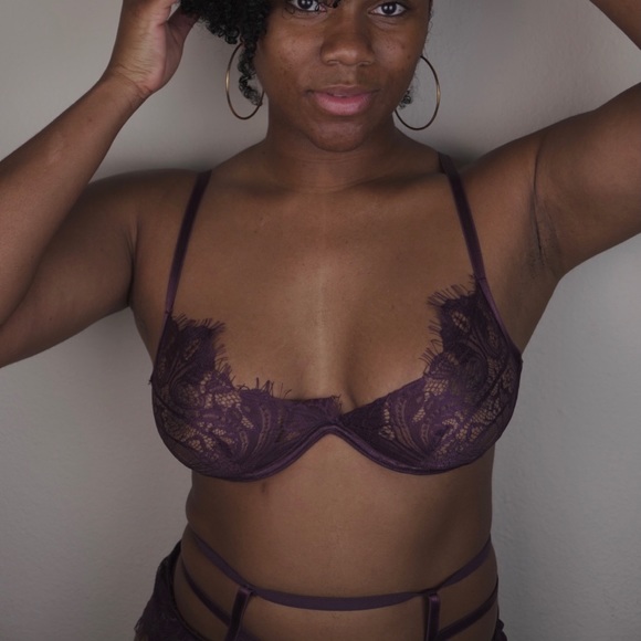 Merlot Bra & Panty Garter Set - Picture 2 of 5